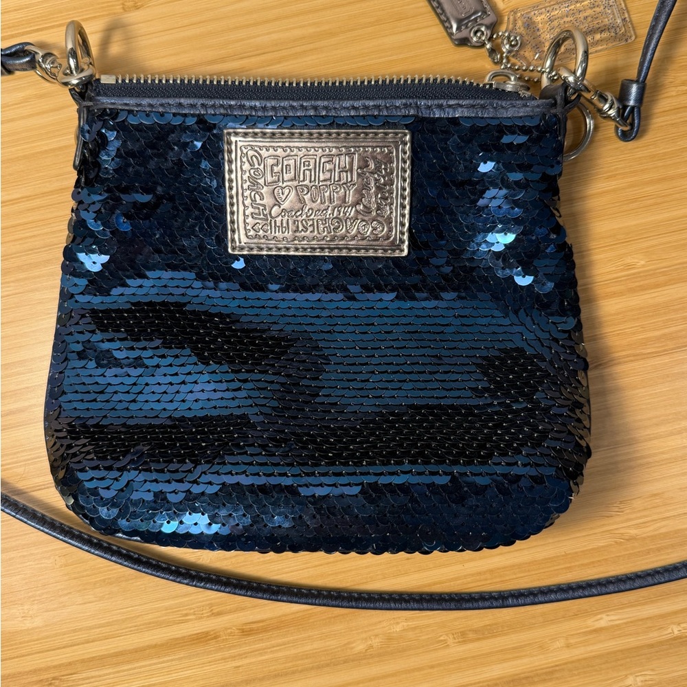 Coach Poppy Sequin Crossbody Bag - Blue